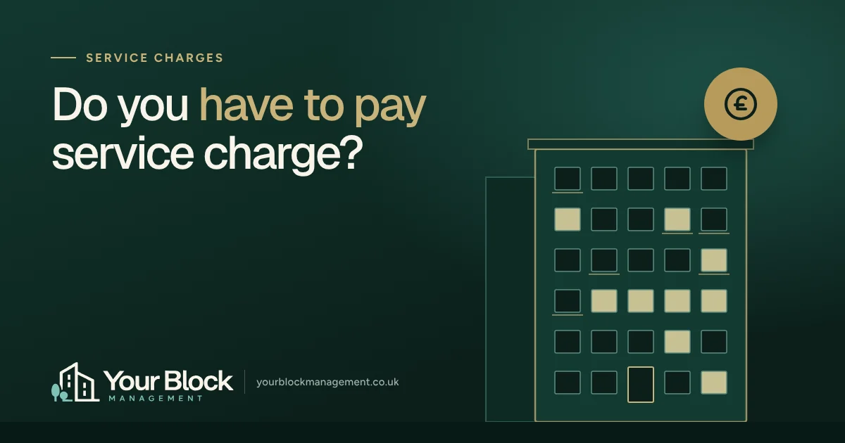 Illustration of a block of flats at dusk with the words Do you have to pay service charge?